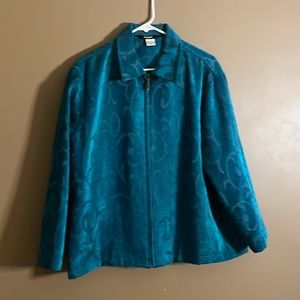 😄Full zip textured jacket plus size blue